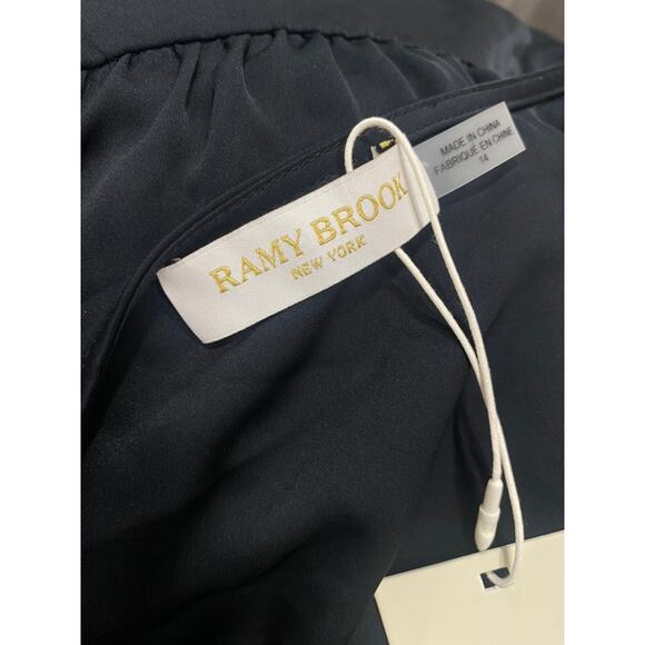 Ramy Brook Foxy Embellished Black Ruched Mini Dress Size 14 NWT - Picture 4 of 9